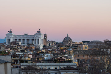 Fototapeta na wymiar Altare della Patria and Pantheon in Rome, Italy, cityscape at sunset