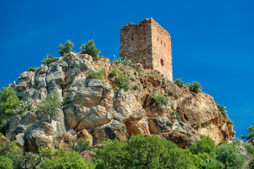 Fototapeta na wymiar Almenara village tower on top of the hill