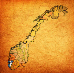 Rogaland region on administration map of norway
