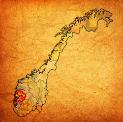 Hordaland region on administration map of norway