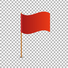 Fototapeta Vector realistic isolated red flag for decoration and covering on the transparent background. Concept of pointer, tag and important sign. obraz