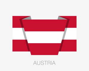 Flag of Austria. Flat Icon Waving Flag with Country Name
