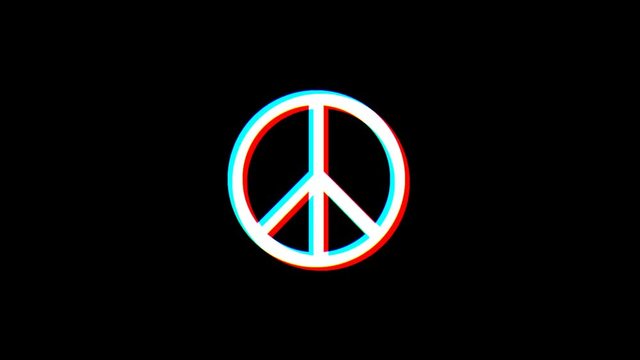 Animation of Peace symbol with glitch effect