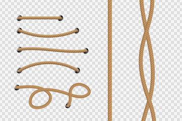 Vector realistic isolated rope for decoration and covering on the transparent background.
