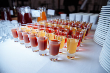 Juice in small glasses