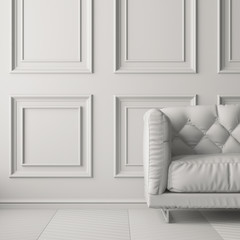 Interior of the living room with a sofa. Trend color. 3d