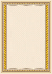 Ornate rectangular framework. Template for certificate, diploma, announcement, label. A4 proportions. Removable elements.