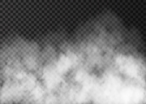 White smoke texture isolated on transparent background.