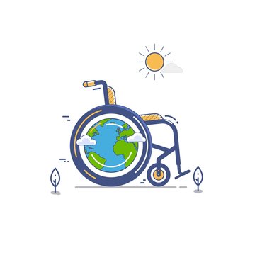 whellchair or invalid disabled vector flat illustration