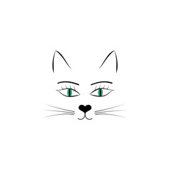 Head cat sign on white background