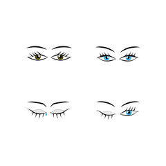 Eyes woman cartoon set