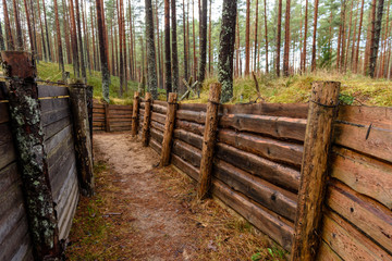 old wooden trenshes in Latvia