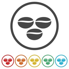Coffee bean icon, 6 Colors Included