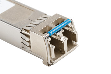 Optical module SFP isolated on white background