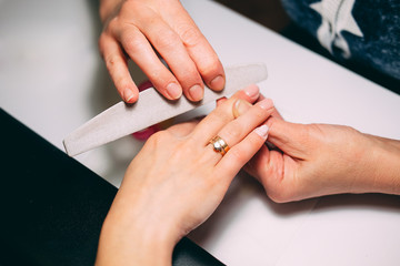 Gel nail extensions build up process