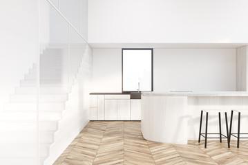 Functional white and wooden kitchen interior