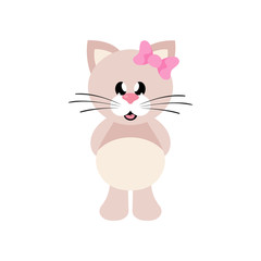 cartoon cute cat girl with bow