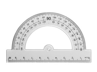 semicircle transparent ruler isolated on white, with clipping path