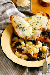 italian pumpkin kale chicken noodle soup fontina toast