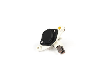 New car relay voltage regulator. charging generator on a white background