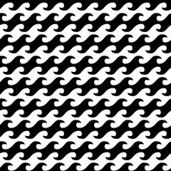 Abstract waves. Geometric seamless pattern on Japanese motif. White and black vector texture.