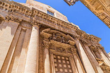Fototapeta premium Syracuse, Italy. Baroque facade of the church of the Jesuit College (Chiesa del Collegio dei Gesuiti), XVII century
