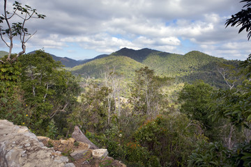 Cuba. View of mountains from the destroyed house..