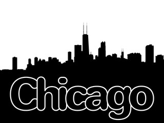 Fototapeta premium Chicago skyline with overlapping text illustration