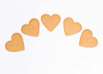 cookie hearts with text space on white isolate background