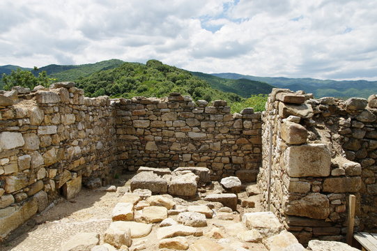 Ruins of ancient Stagira, Greece. Antique colony of the 7th century BC. Ruined in the fourth century BC, then rebuilt at the request of Aristotle. Aristotle's birthplace and burial site.