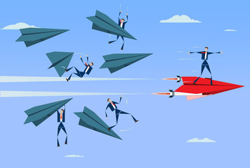 Businessman who uses technology passes competitors