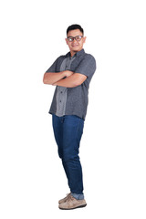 Young Asian Man Standing Wearing Batik Shirt