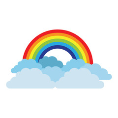 rainbow and cloud in the sky vector illustration