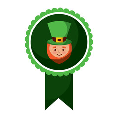 rosette badge with face leprechaun character vector illustration
