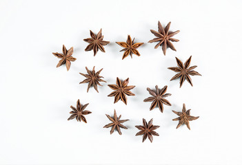 food flavoring star anise on white background isolate