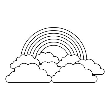 rainbow and cloud in the sky vector illustration outline image