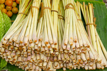 Lemon grass on market stall in Luang Prabang, Laos.
