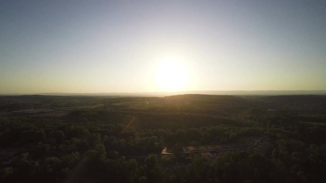 3541 Aerial Sunset Forest Trees, 4K