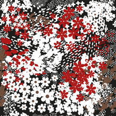 Abstract floral seamless pattern with strokes and dotted for textile, paper and web design