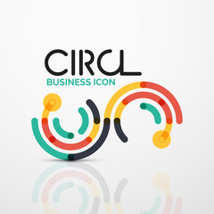 Abstract swirl lines symbol, circle logo icon