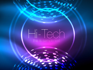 Glowing neon dotted shape abstract background, technology shiny concept design, magic space geometric background