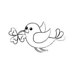 green bird flying with clover in beak