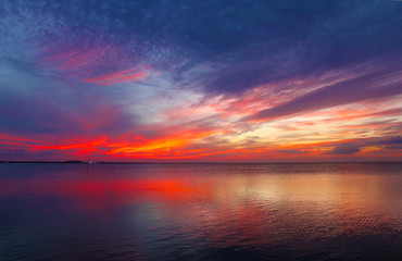 Fototapeta na wymiar Sunset off South Padre Island looking toward the Mainland