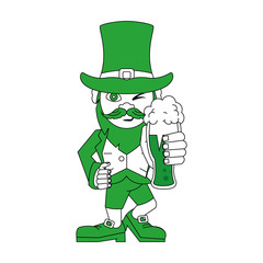 Elf with beer cup cartoon icon vector illustration graphic design