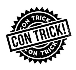 Con Trick rubber stamp. Grunge design with dust scratches. Effects can be easily removed for a clean, crisp look. Color is easily changed.