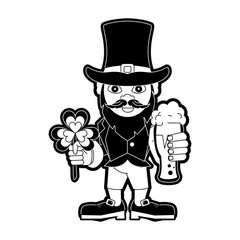 Elf with beer cup cartoon icon vector illustration graphic design