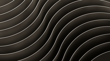3d abstract background. Black Waves and curves.