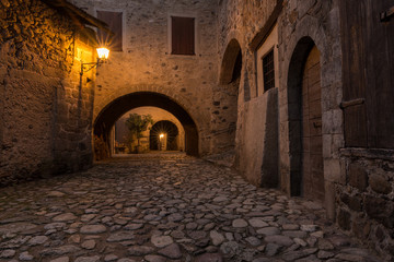 Fototapeta premium Medieval village at sunset