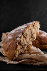 freshly baked rye, sourdough bread, rustic studio picture, can be used as background