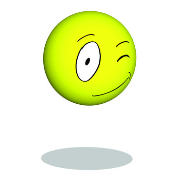 3D Zwinkersmiley gr&uuml;n